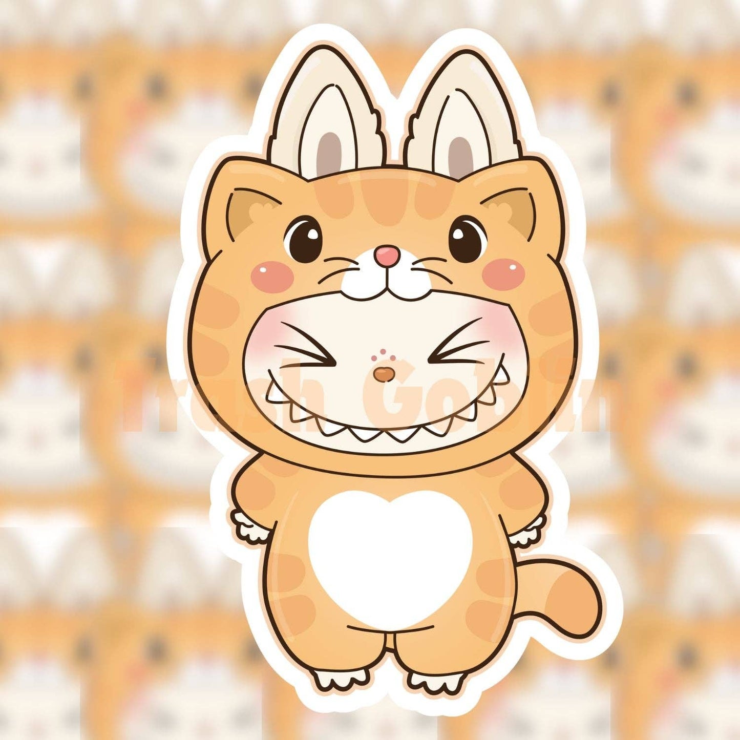 Orange Cat Monster Vinyl Sticker