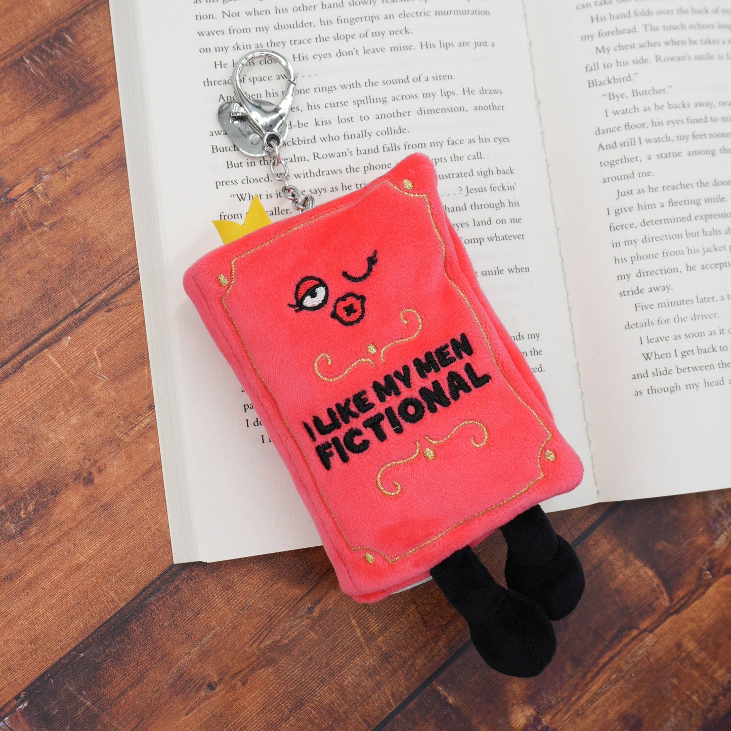 "I Like My Men Fictional" Book Plush Bag Charm