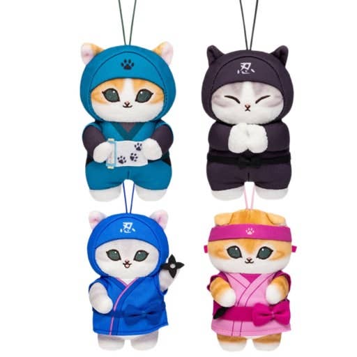 Mofusand Ninja Nyan Mascot Plush Key - Blue Ninja