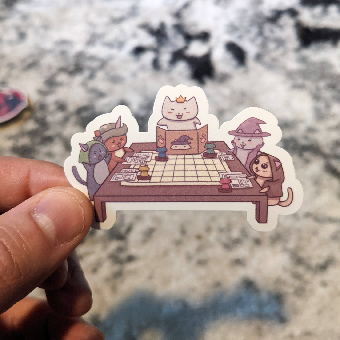 Cats Playing RPG Tabletop Gaming Sticker - 3"