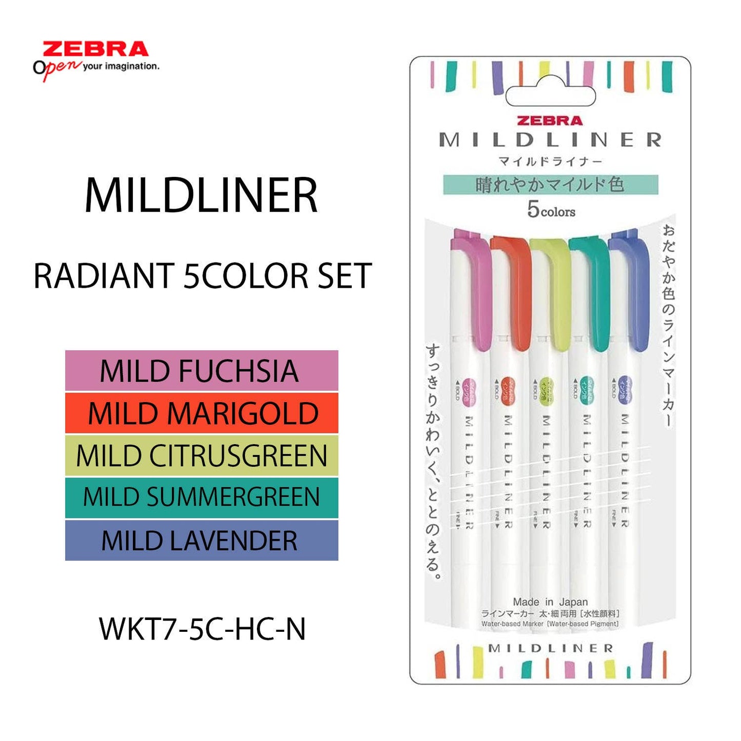 ZEBRA MILD LINER HIGHLIGHTER 5COLOR SET: NATURAL COLOR SET