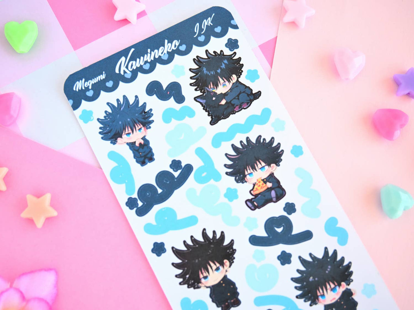 Megumi jujutsu kaisen anime manga sticker sheet: Matte paper
