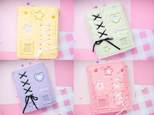 Cute plush A5 binder with inserts can fit 80 photocards: Pink