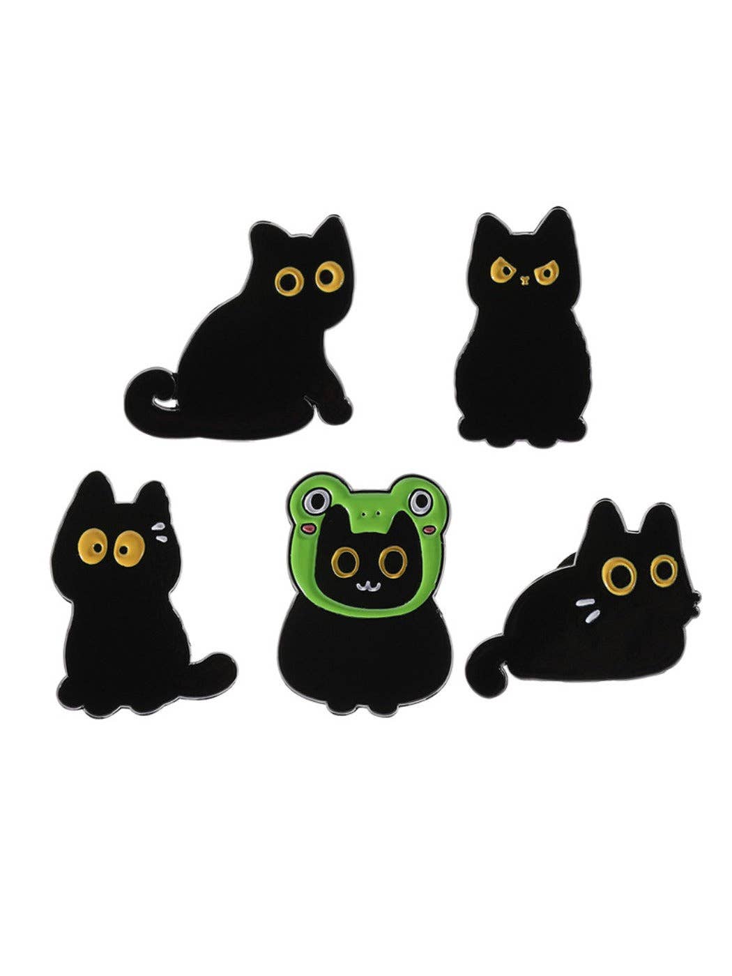 Pinori - Yellow Eyes Cute Black Cat Brooch: D