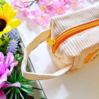 Corduroy Pencil Pouch - Honeycomb (Embroidered)