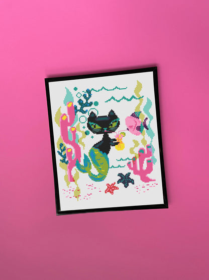 Mod Merkitty by Fluff Counted Cross Stitch Kit