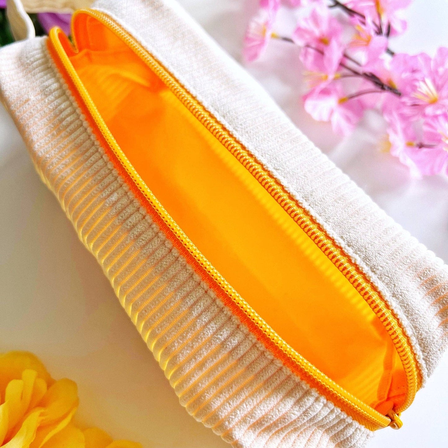 Corduroy Pencil Pouch - Honeycomb (Embroidered)