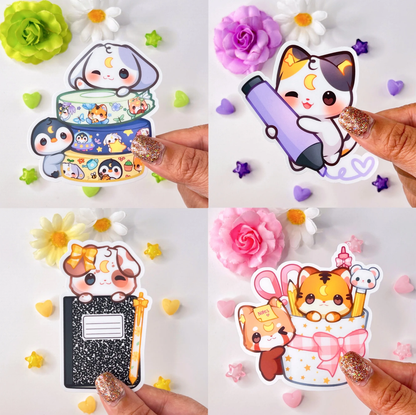 Stationery Friends Sticker: Glossy Finish / S1: Pluto x Dumpling Washi Tape