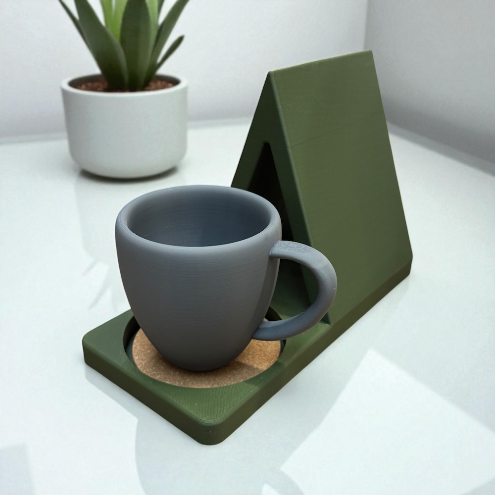 Book Stand Place Holder with Coaster: White
