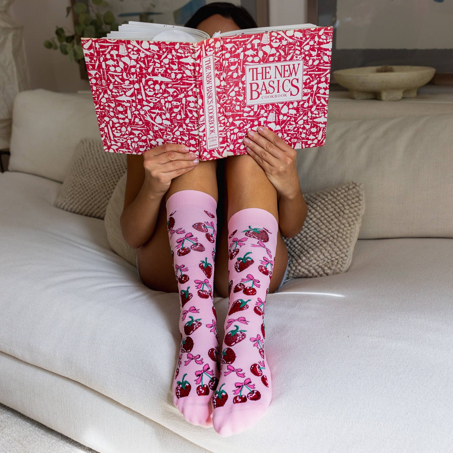Compression Socks (15-20mmHg) - Sweet Fruits & Bows - Pink