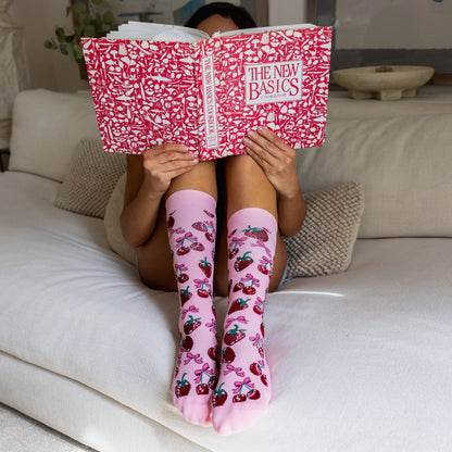 Compression Socks (15-20mmHg) - Sweet Fruits & Bows - Pink