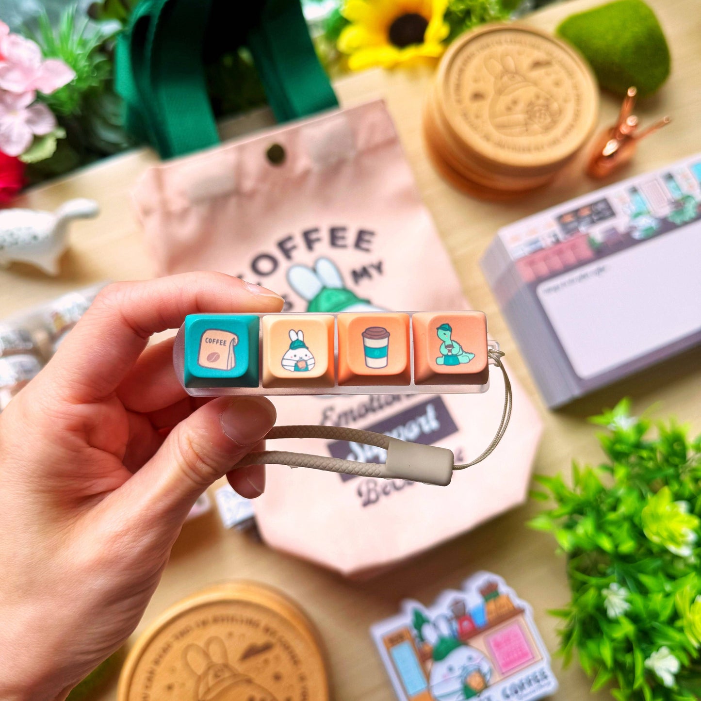 Coffee Shop Keyboard Fidget Keychain