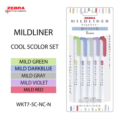 ZEBRA MILD LINER HIGHLIGHTER 5COLOR SET: COOL COLOR SET