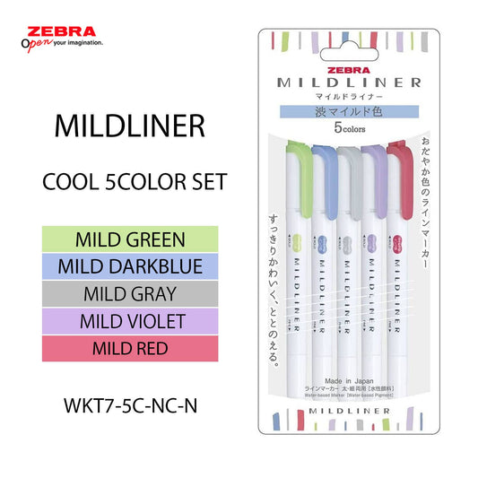 ZEBRA MILD LINER HIGHLIGHTER 5COLOR SET: COOL COLOR SET