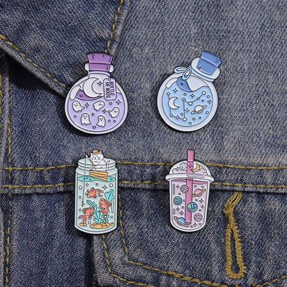 Pinori - Whimsical Potion Planet Enamel Pin: Pink