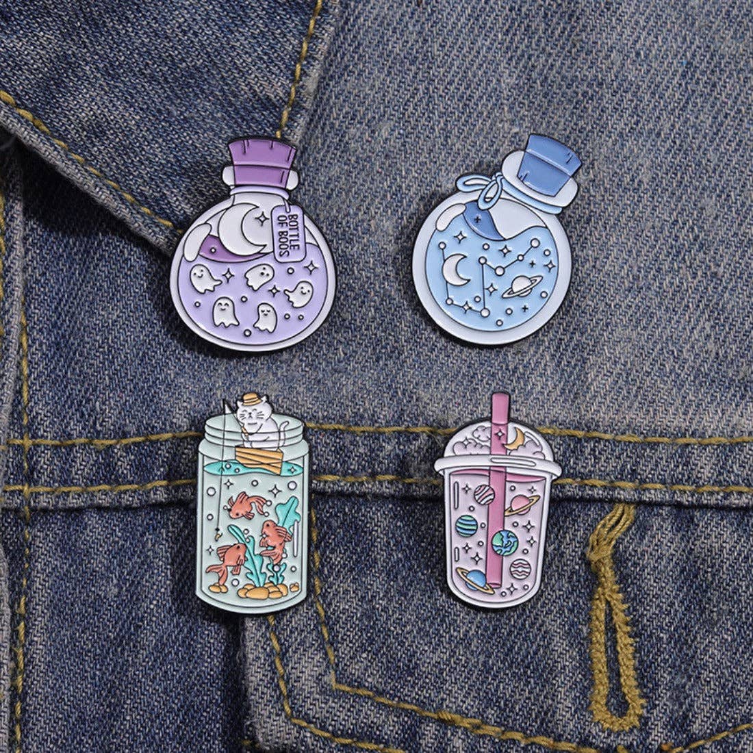 Pinori - Whimsical Potion Planet Enamel Pin: Purple
