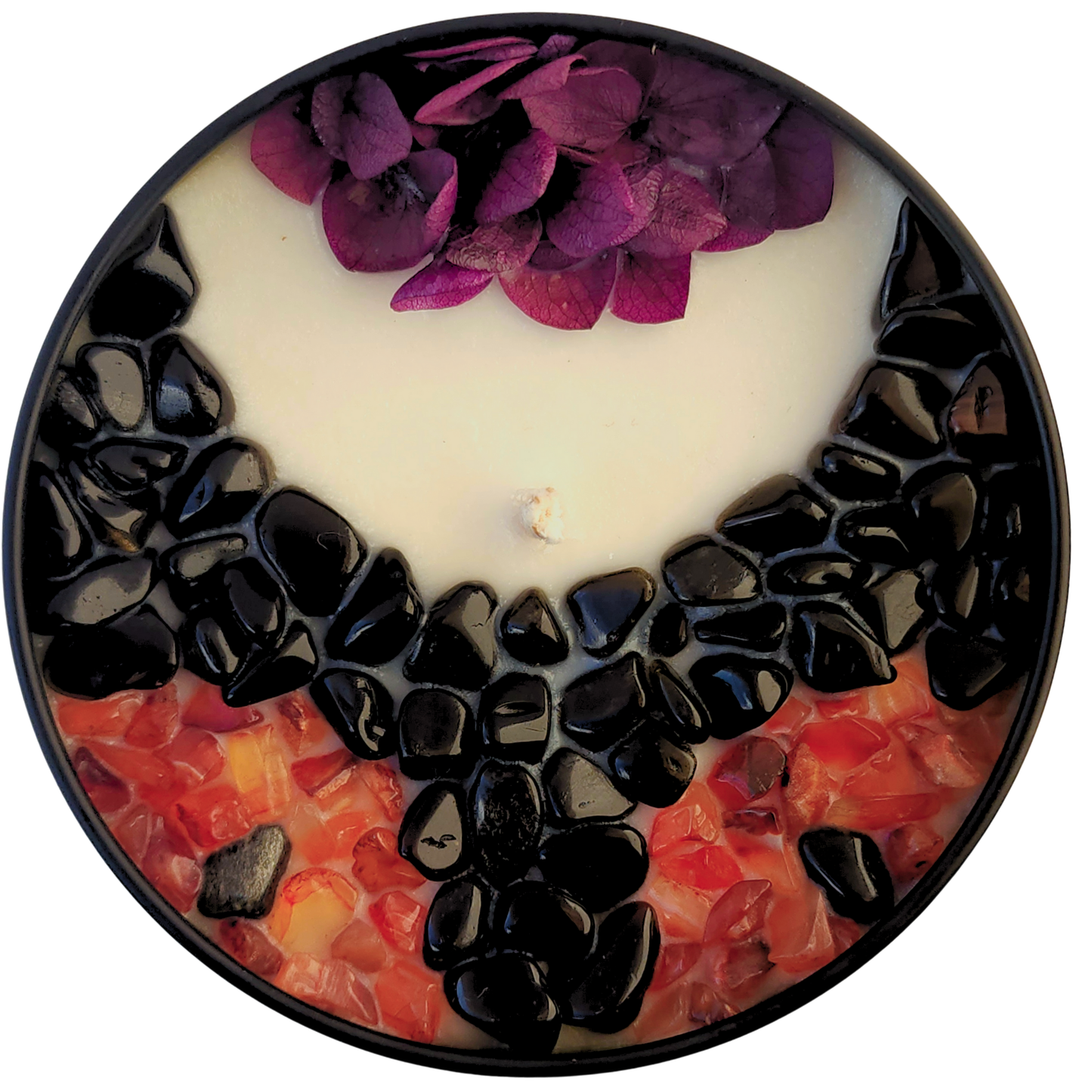 Black Cat • 8oz Soy Crystal Candle: Peridot (green eyes)