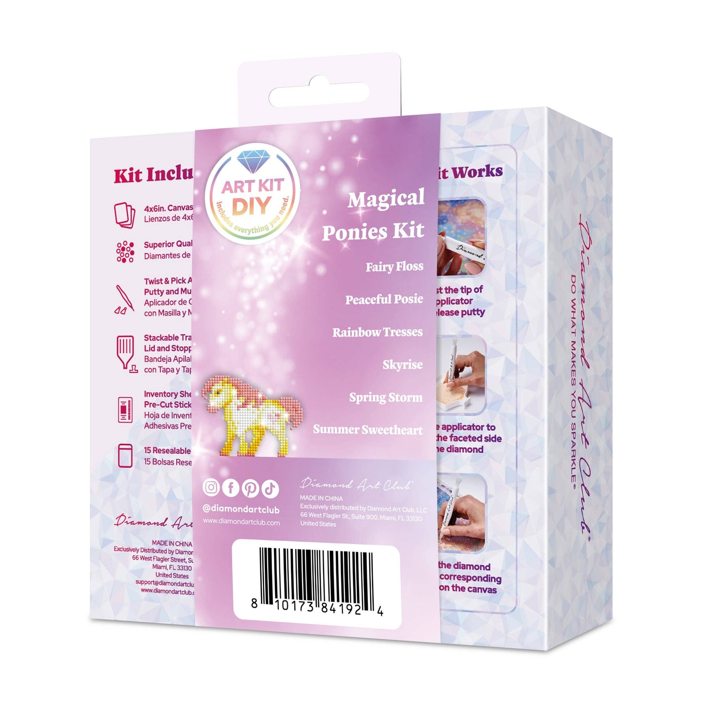 Mini Dazzles™ - Magical Ponies: Square With 18 Colors Including 2 ABs and 16 Fairy Dust Diamonds / 4,079 / 4" x 6" (10.2cm x 15.2cm)