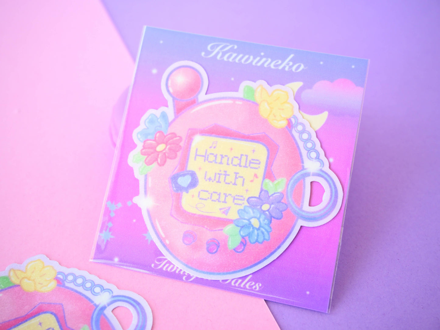 Lofi Tamagotchi mental health die-cut waterproof sticker: Holo / 2.5 inches
