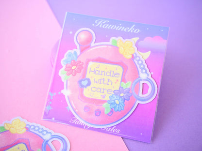 Lofi Tamagotchi mental health die-cut waterproof sticker: Holo / 2.5 inches