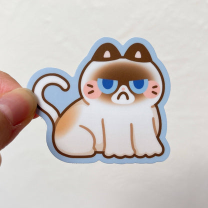 Cute Cat Meme Heavy Duty Waterproof Vinyl Diecut Stickers: Apple Cat