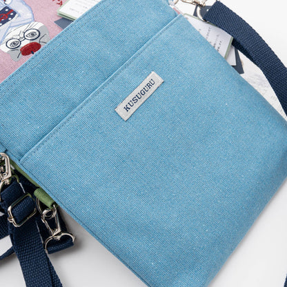 Kusuguru Japan Embroidered Kimono Cat Crossbody Bag: Pink