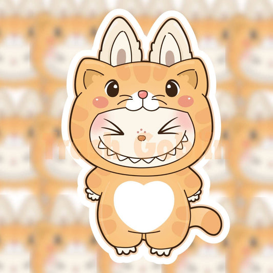 Orange Cat Monster Vinyl Sticker