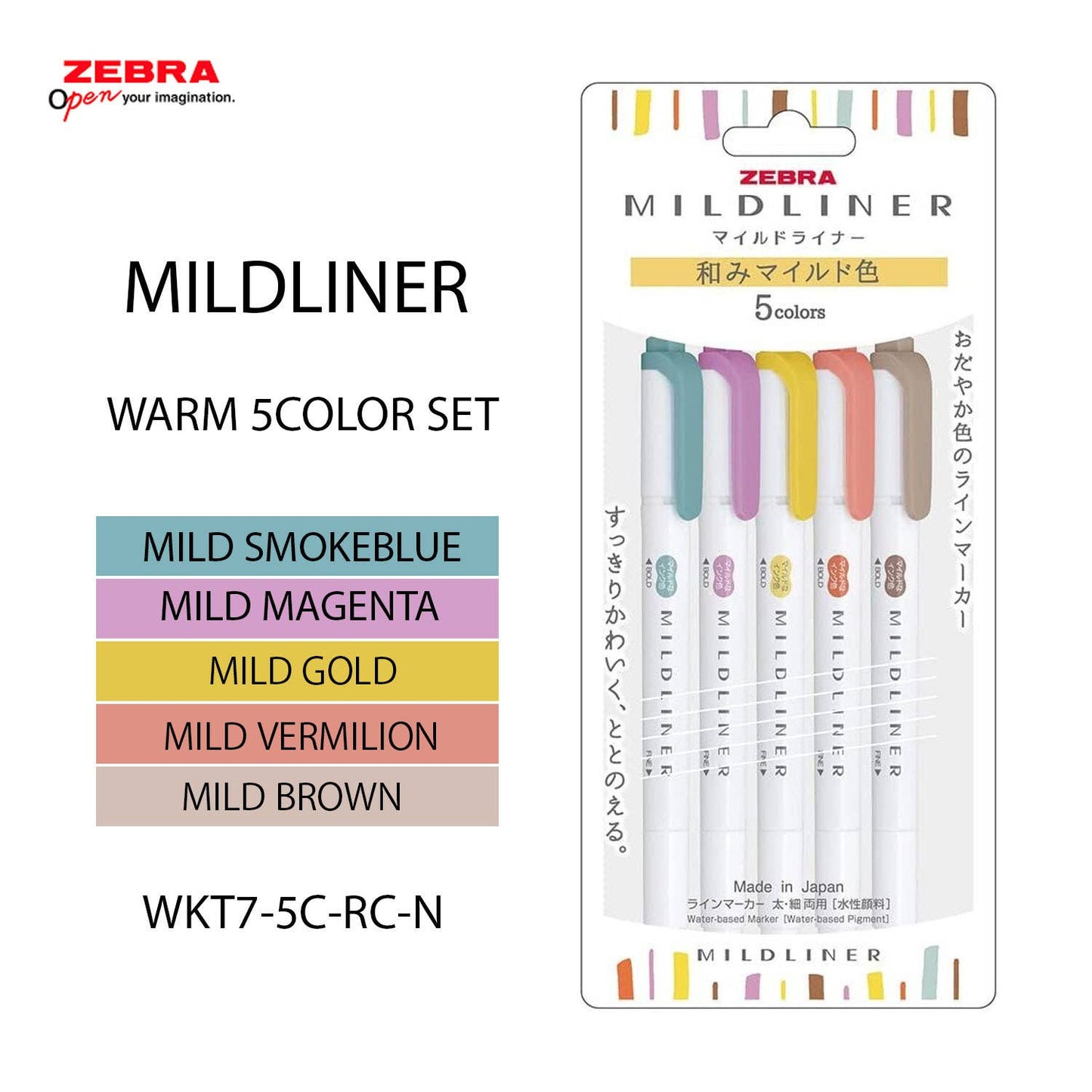ZEBRA MILD LINER HIGHLIGHTER 5COLOR SET: COOL COLOR SET