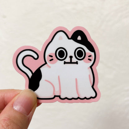 Cute Cat Meme Heavy Duty Waterproof Vinyl Diecut Stickers: Melon Hat Cat