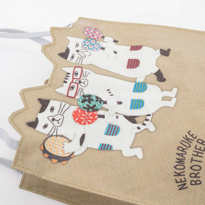 Whimsical "Nekomaruke Brother" Waterproof Mini Tote - Kusugu: White