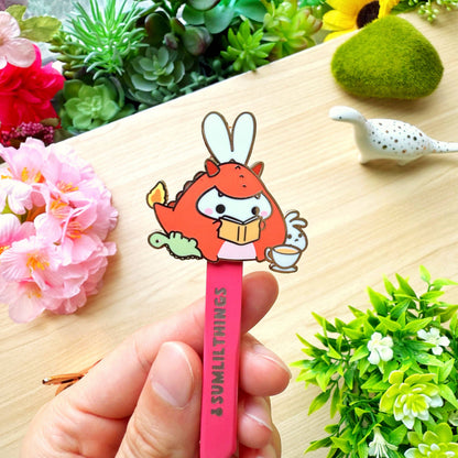 Enamel Sticker Tweezer - Lil' Dragon Reads (Fine Point)