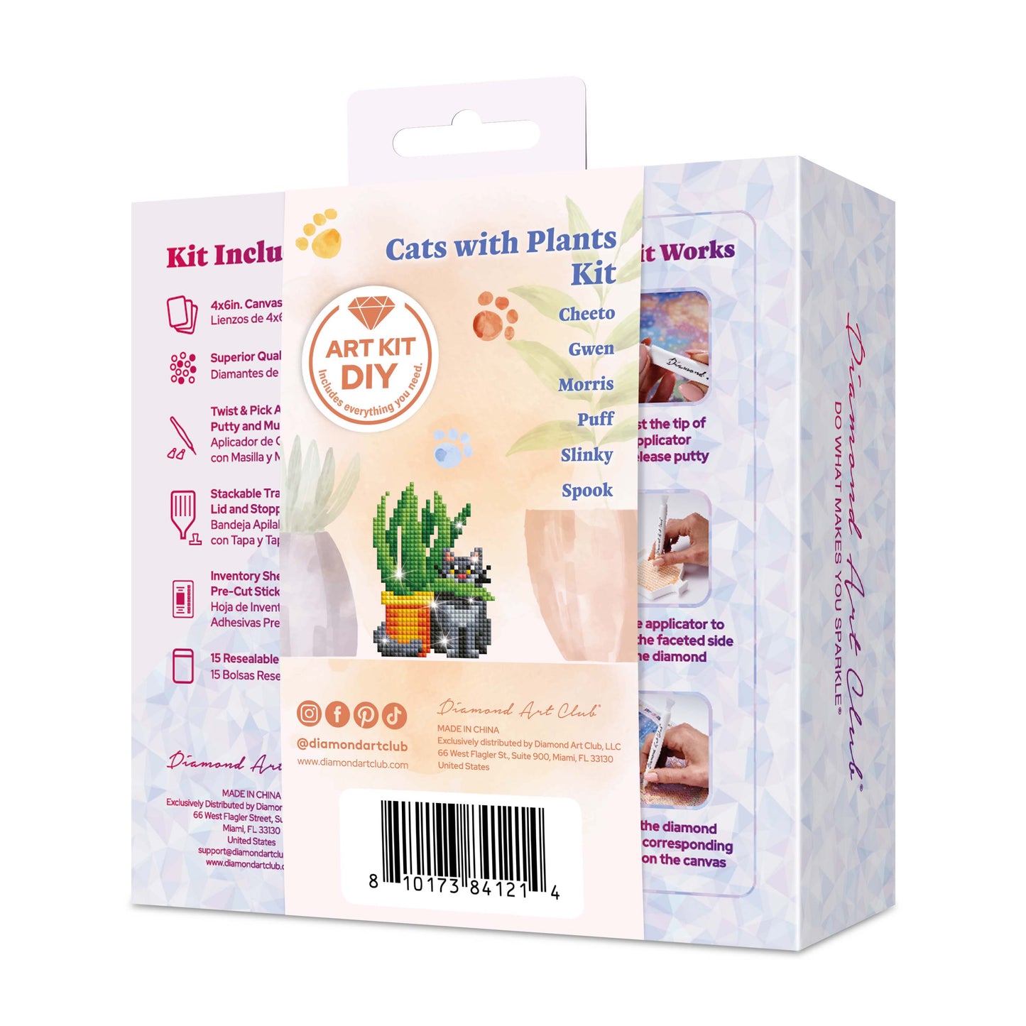 Mini Dazzles™ - Cats with Plants: Square With 22 Colors Including 4 ABs and 18 Fairy Dust Diamonds / 5,095 / 4" x 6" (10.2cm x 15.2cm)