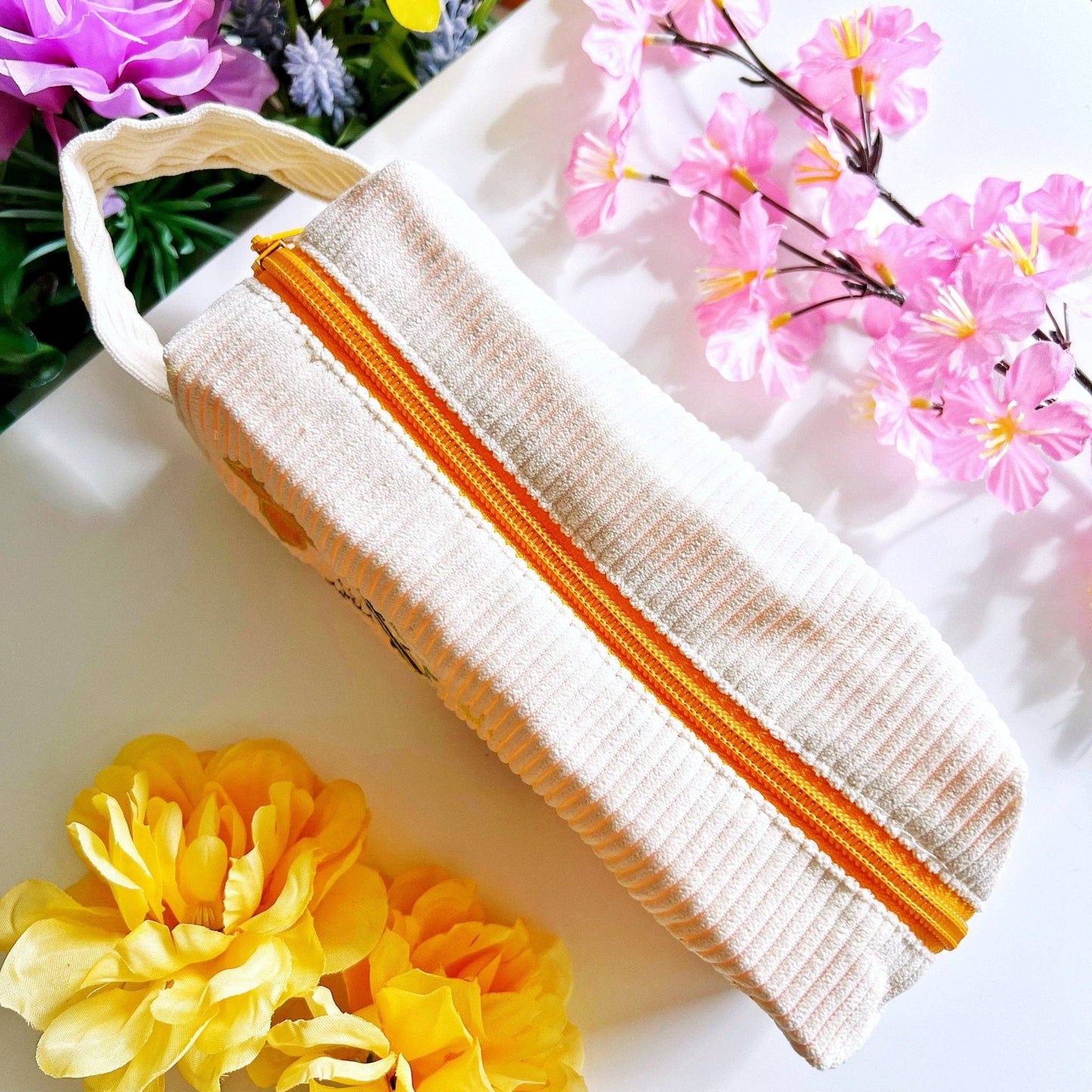 Corduroy Pencil Pouch - Honeycomb (Embroidered)