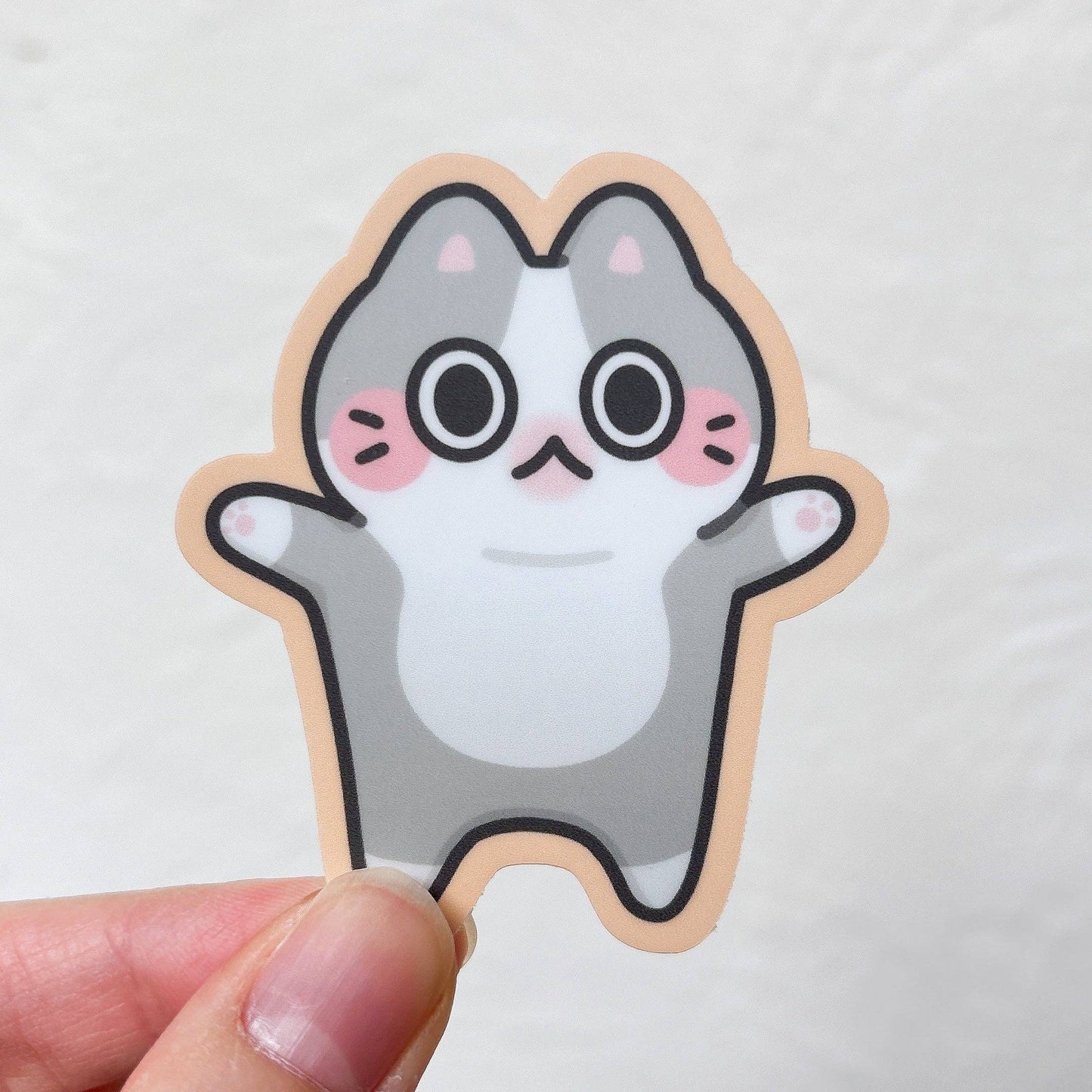 Cute Cat Meme Heavy Duty Waterproof Vinyl Diecut Stickers: Apple Cat
