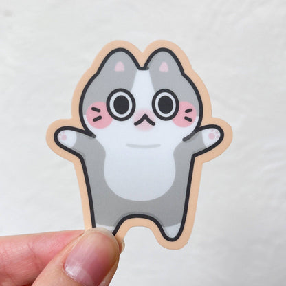 Cute Cat Meme Heavy Duty Waterproof Vinyl Diecut Stickers: Apple Cat