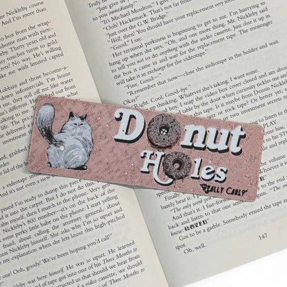 Donut holes-themed  3D Bookmark on a book page