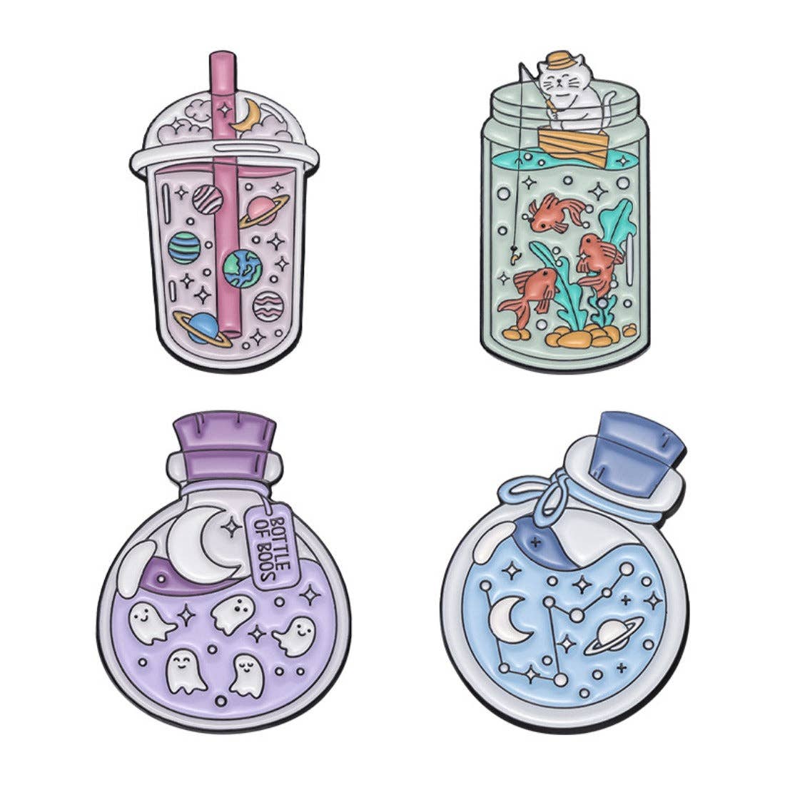 Pinori - Whimsical Potion Planet Enamel Pin: Purple