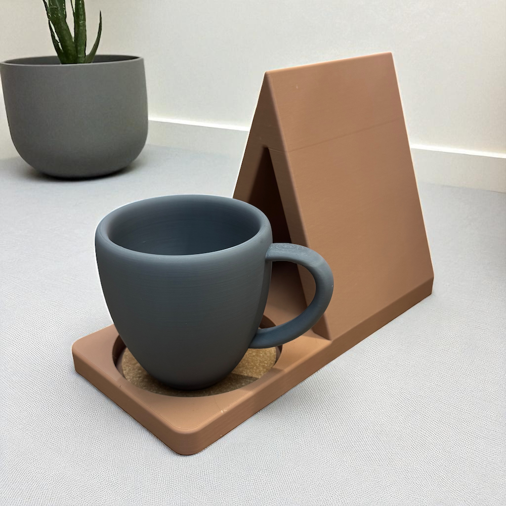 Book Stand Place Holder with Coaster: White