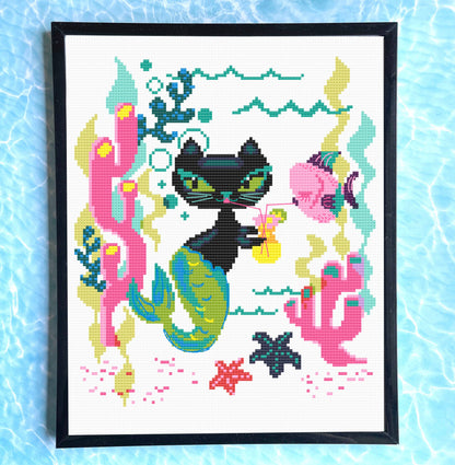 Mod Merkitty by Fluff Counted Cross Stitch Kit