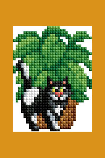 Mini Dazzles™ - Cats with Plants: Square With 22 Colors Including 4 ABs and 18 Fairy Dust Diamonds / 5,095 / 4" x 6" (10.2cm x 15.2cm)