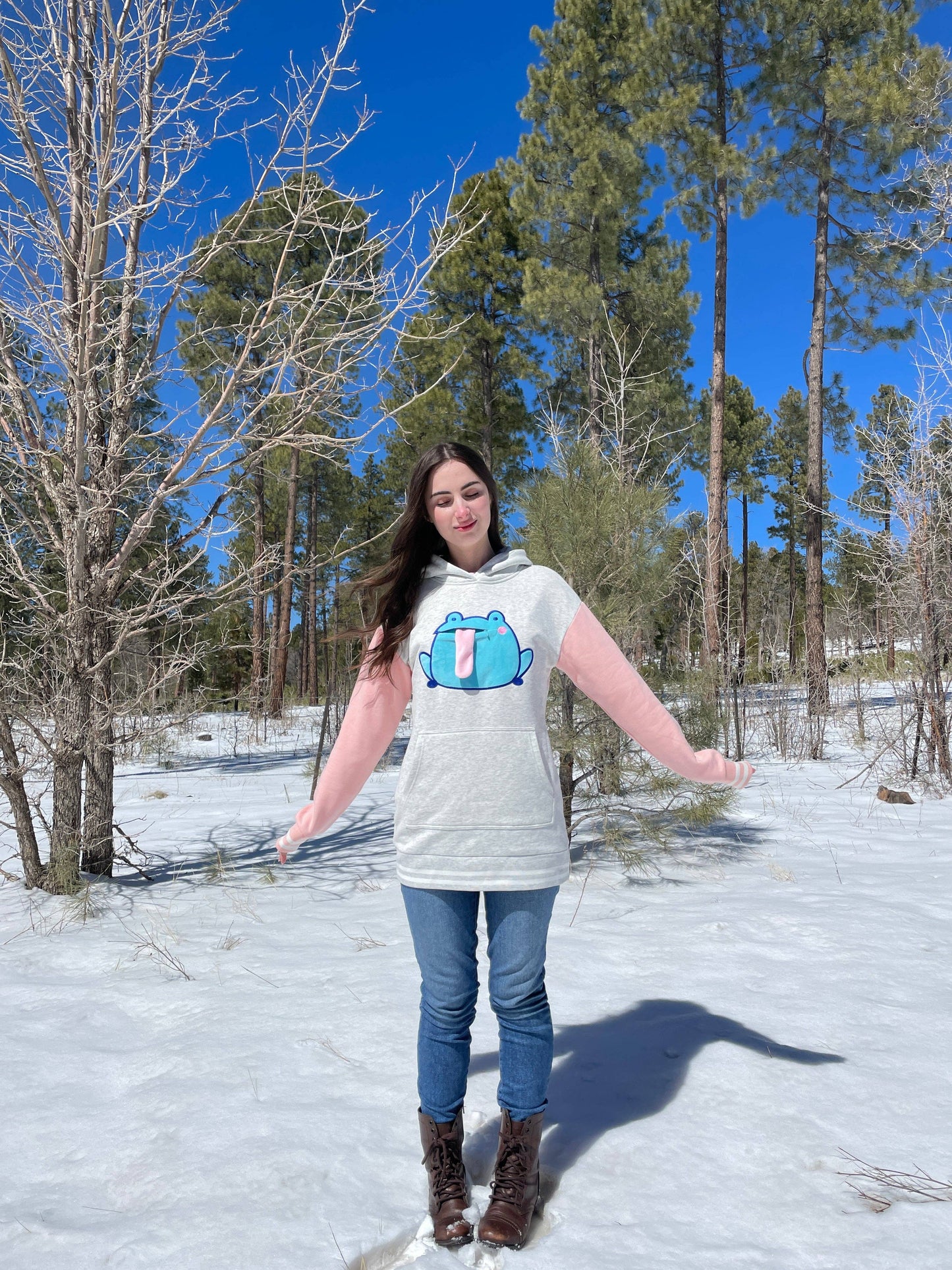 Son the Frog Tongue Hoodie Dress - Pink: L