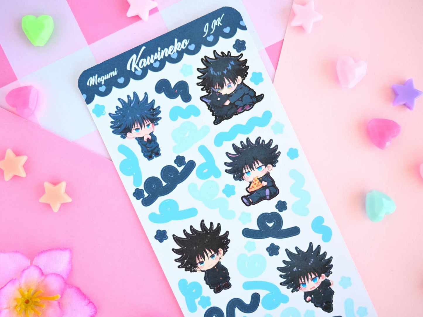 Megumi jujutsu kaisen anime manga sticker sheet: Matte paper
