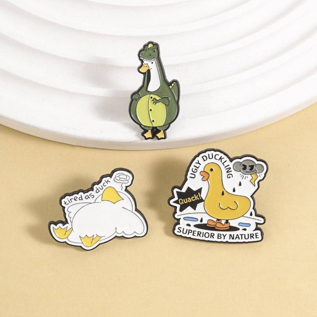 Pinori - Playful Character Enamel Pin: White