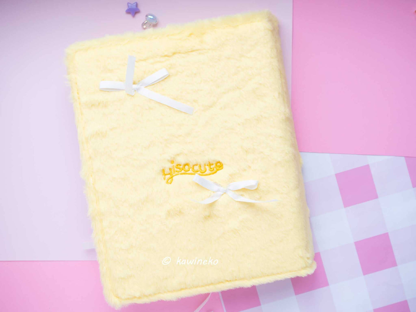 Cute plush A5 binder with inserts can fit 80 photocards: Pink