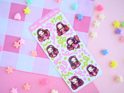 Nezuko demon slayer anime manga sticker sheet : Matte paper