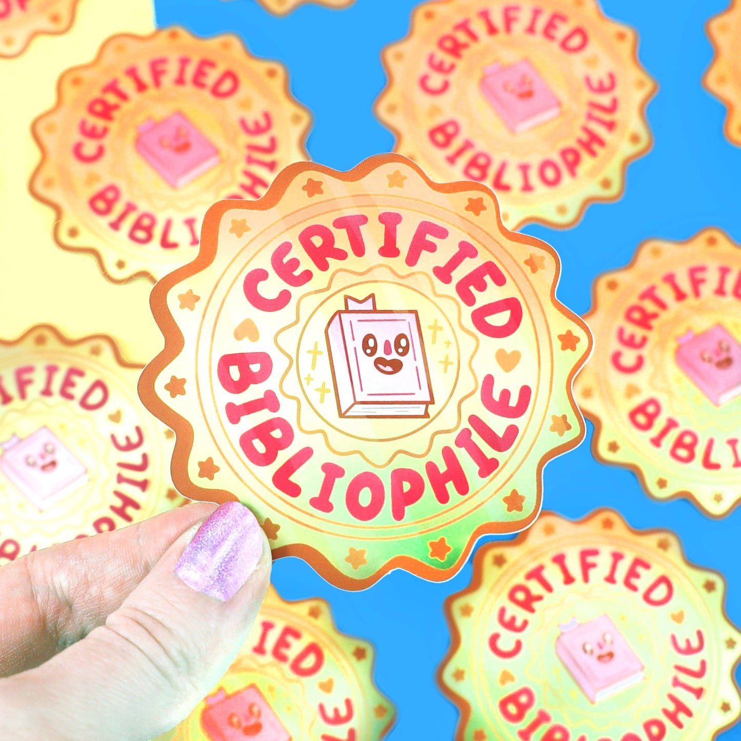 Certified Bibliophile Book Vinyl Sticker (Holographic)