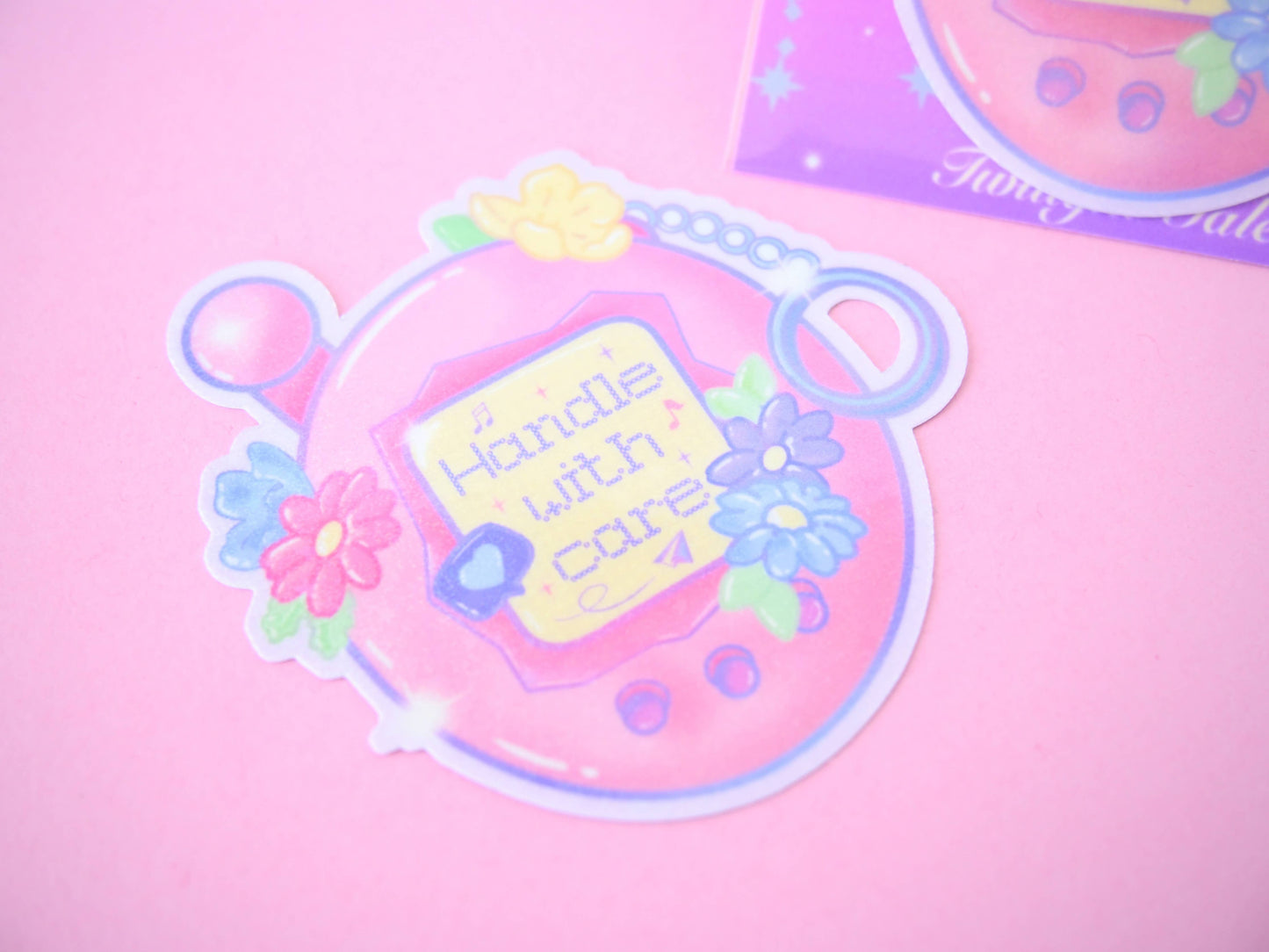 Lofi Tamagotchi mental health die-cut waterproof sticker: Holo / 2.5 inches
