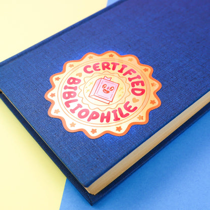 Certified Bibliophile Book Vinyl Sticker (Holographic)