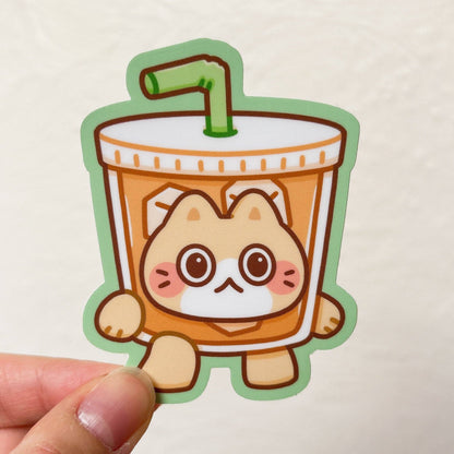 Cute Cat Meme Heavy Duty Waterproof Vinyl Diecut Stickers: Apple Cat
