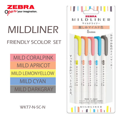 ZEBRA MILD LINER HIGHLIGHTER 5COLOR SET: COOL COLOR SET